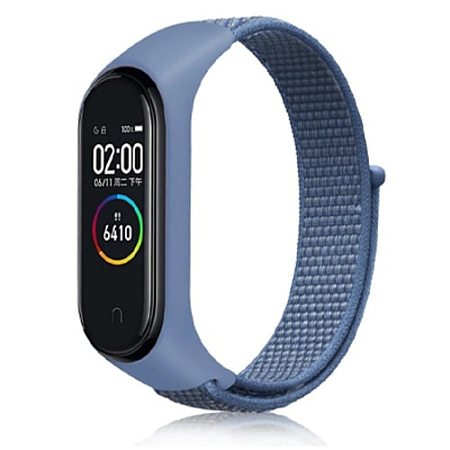 Ремешок для Mi Band 5 нейлоновый на липучке Синий