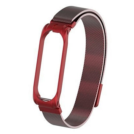Миланский сетчатый браслет для Mi Band 4 Красный Магнитный замок